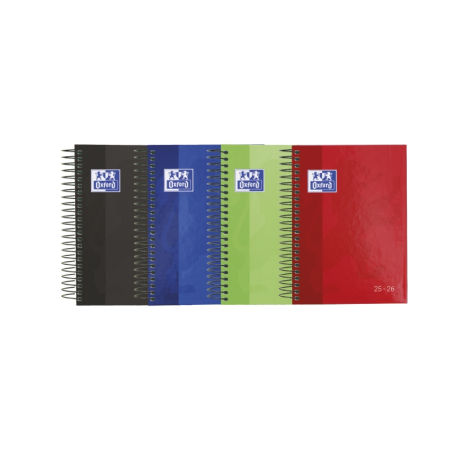 LOT de 10 Agenda semainier à spirales Oxford School 25/26 - Format CM1 - Couverture extra rigide et brillante - Coins microperfo
