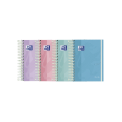 LOT de 8 Agenda scolaire Oxford Touch Pastel 25/26 spirales semainier - Format 4e - Couverture extra-dure enduite tactile - Coin