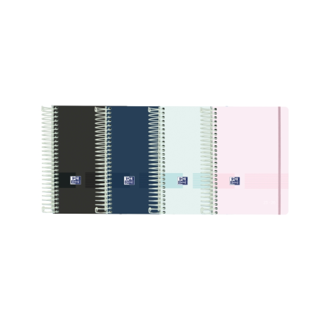 LOT de 8 Agenda scolaire Oxford Live & Go 25/26 jours à spirales - Lot de 8 - Couverture plastique opaque - Coins micro-perforés