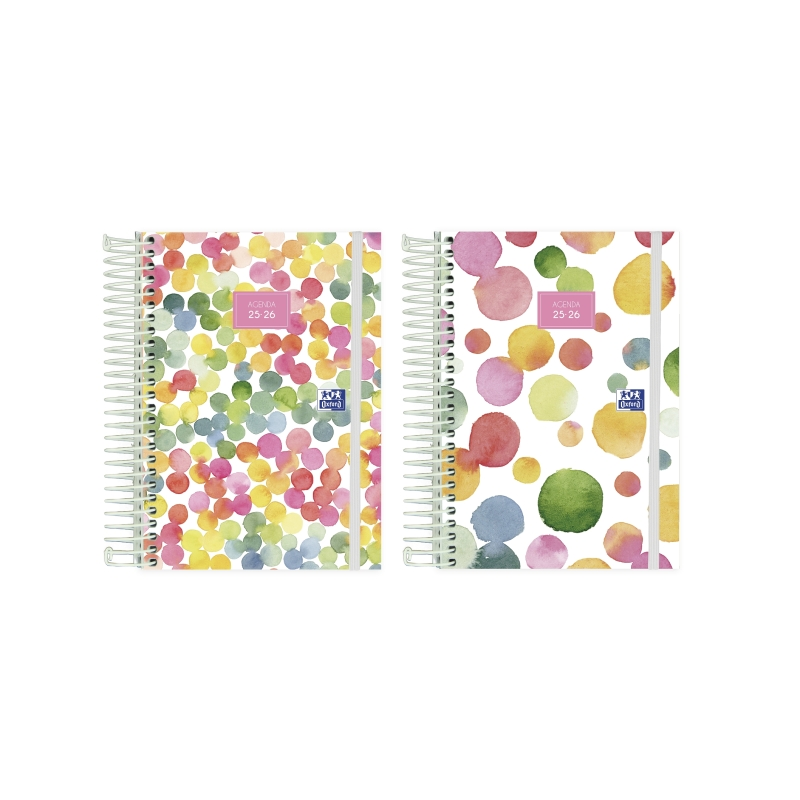 LOT de 8 Agenda scolaire Oxford Joy 25/26 jours à spirales - Lot de 8 - Couverture extra rigide - Coins microperforés - Espace p