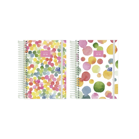 LOT de 8 Agenda scolaire Oxford Joy 25/26 jours à spirales - Lot de 8 - Couverture extra rigide - Coins microperforés - Espace p