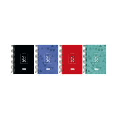 LOT de 5 Agenda scolaire Enri Dentity 25/26 jours, page spirale, format 8°, couverture extra rigide, coins microperforés, espace