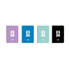 LOT de 4 Agenda scolaire Enri Teens 25/26, semainier à spirales - Format 4º - Couverture plastique - Coins microperforés - Espac