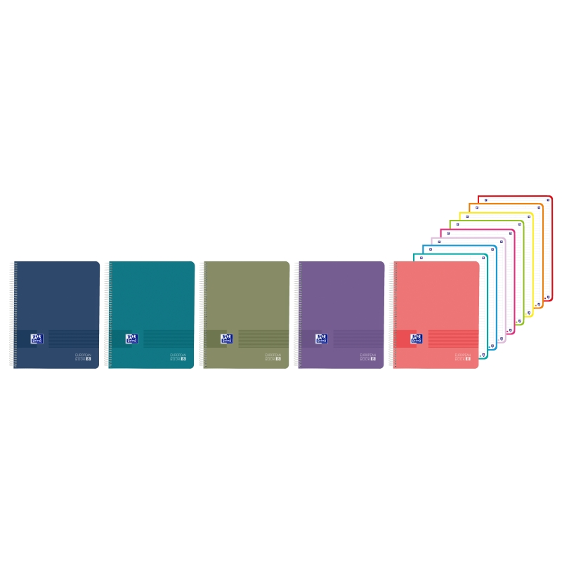 LOT de 5 Cahier à spirale Oxford Live and Go - Format A4+ - 160 feuilles - Lignes simples - Couverture en polypropylène - Couleu