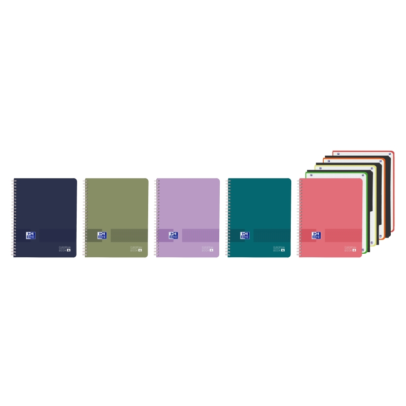 LOT de 5 Cahier à spirale Oxford Live and Go - Format A4+ - 120 feuilles - Quadrillage 5x5 mm - Couverture plastique - Anti-tran