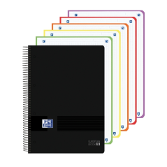 Cahier à spirale Oxford Live and Go - Format A4+ - 120 feuilles - Quadrillage 5x5 mm - Couverture plastique - Noir