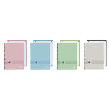 LOT de 5 Cahier à spirale Oxford and You - Format A4+ - 80 feuilles - Quadrillage 5x5 mm - Couverture extra rigide - Résistant a