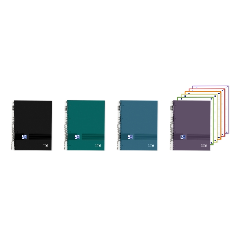 LOT de 5 Cahier à spirale Oxford - Format A4+ - 120 feuilles - Lignes simples - Couverture rigide - Résistant à la transparence