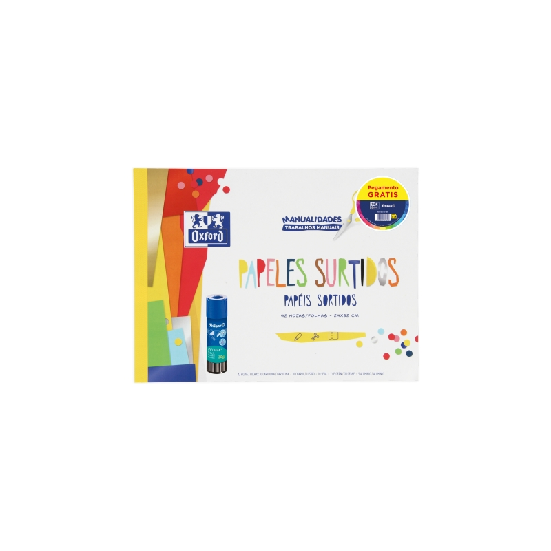 Bloc de papier Oxford Craft Pad - Bâton de colle 20 g - 42 feuilles assorties