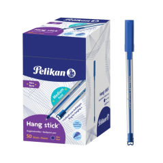 LOT de 50 Stylo bille Pelikan Hang Stick - Pointe de 1 mm - Capuchon anti-étouffement - Corps triangulaire ergonomique - Crochet