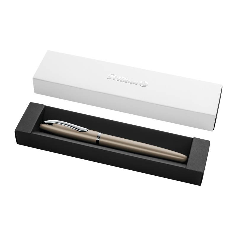 Stylo plume Pelikan Jazz Noble - Plume moyenne - Corps satiné avec détails chromés - Mécanisme à cartouche universel - Coffret c