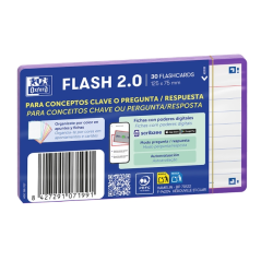 Lot de 30 fiches questions/réponses Oxford - Format A7 - Lignée horizontalement (1 ligne) - Papier cartonné 250 g/m² - Numérisat