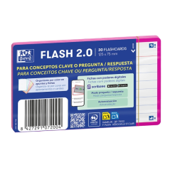 Lot de 30 fiches questions/réponses Oxford - Format A7 - Lignées horizontalement (1 ligne) - Papier cartonné 250 g/m² - Numérisa