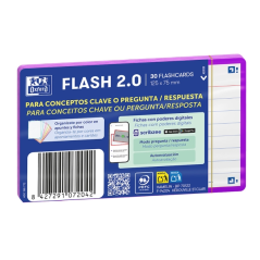 Lot de 30 fiches questions/réponses Oxford - Format A7 - Lignée horizontalement (1 ligne) - Papier cartonné 250 g - Numérisation