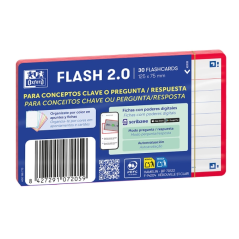 Lot de 30 fiches questions/réponses Oxford - Format A7 - Lignée horizontalement (1 ligne) - Papier cartonné 250 g - Numérisation