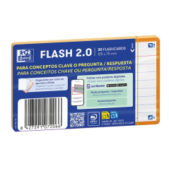 Lot de 30 fiches questions/réponses Oxford - Format A7 - Lignée horizontalement (1 ligne) - Papier cartonné 250 g - Numérisation