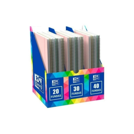 Présentoir Oxford Live and Go avec 20 chemises à spirale - 8 chemises avec 20 pochettes - 8 chemises avec 30 pochettes - 4 chemi