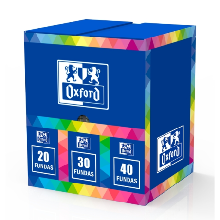 Présentoir Oxford Live and Go avec 20 chemises à spirale - 8 chemises avec 20 pochettes - 8 chemises avec 30 pochettes - 4 chemi