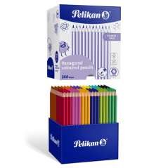 Pelikan, boîte de 288 crayons de couleur hexagonaux, idéaux pour les mélanges et les superpositions, 12 couleurs assorties.