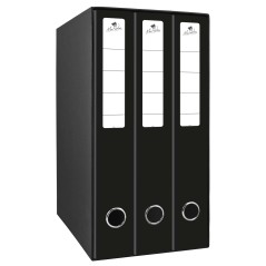 ✅ Mariola Box Module de 3 Classeurs avec Rado 2 Anneaux 40mm - Taille 35x26x17cm - Carton Ligné - Couleur Noir en stock