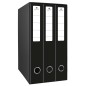 Mariola Box Module de 3 Classeurs avec Rado 2 Anneaux 40mm - Taille 35x26x17cm - Carton Ligné - Couleur Noir
