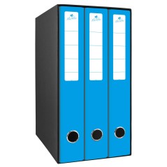 ✅ Mariola Box Module de 3 Classeurs avec Rado 2 Anneaux 40mm - Taille 35x26x17cm - Carton Ligné - Couleur Bleu en stock