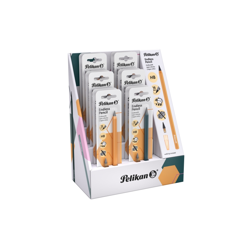 Coffret Pelikan avec 12 crayons Infinity - Corps en aluminium - Permet d'écrire jusqu'à 16 km sans tailler - Capuchon assorti -