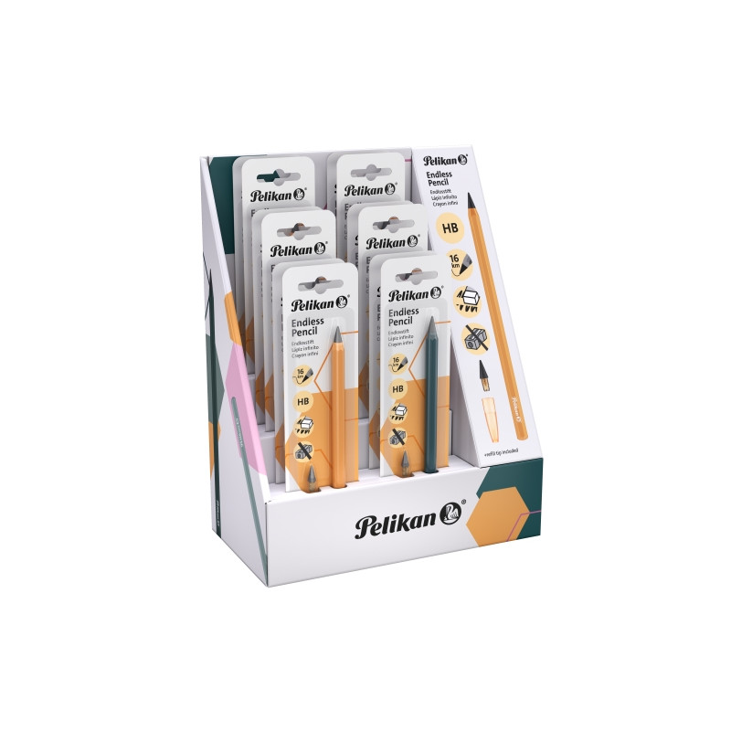 Coffret Pelikan avec 12 crayons Infinity - Corps en aluminium - Permet d'écrire jusqu'à 16 km sans tailler - Capuchon assorti -