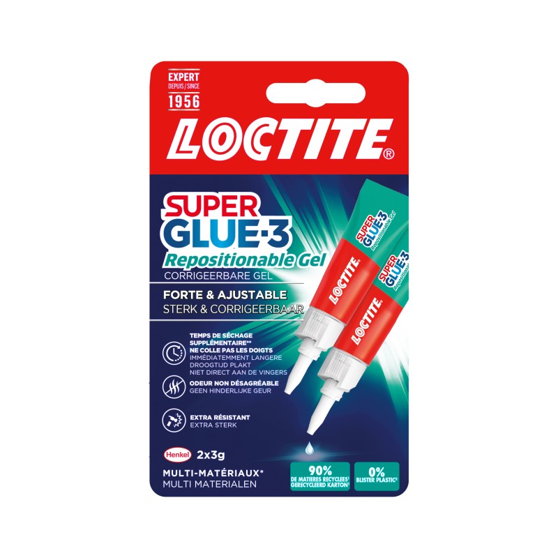 Loctite Superglue-3 Gel Repositionnable 3gr - Adhésif instantané et sans odeur - Joints précis et transparents - Idéal pour