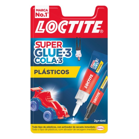 ✅ Loctite Superglue-3 Difficile Plastics Bl 4 ml + 2gr - Colle transparente et liquide - Formulé pour les plast en stock