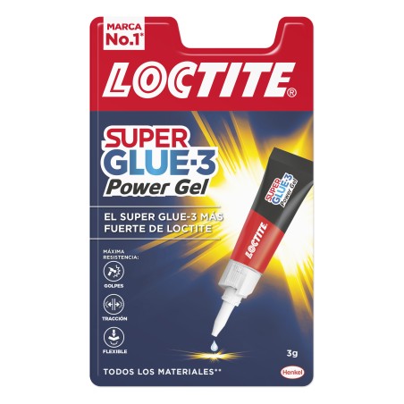 Loctite Superglue-3 Power Gel 3gr - Adhésif instantané flexible et extra fort - Formule gel enrichie en particules de