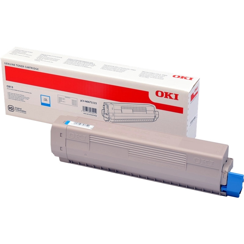 OKI C813 Cartouche de toner cyan d'origine - 46471115