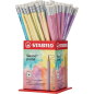 Coffret Stabilo Swano Pastel contenant 72 crayons graphite HB 2,2 mm avec gomme - Mine incassable - Forme hexagonale - Couleurs