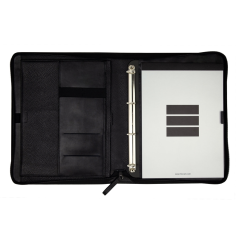 Porte-documents portable Finocam Andrea - Anneaux 4 x 16 mm - Cuir de vachette - Fermeture éclair - Format A4 (210 x 297 mm) - B