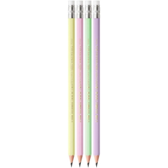 LOT de 12 Crayon graphite hexagonal Bic Evolution Pastel avec gomme - Mine HB ultra-résistante - Sans bois - Sans échardes - Cou