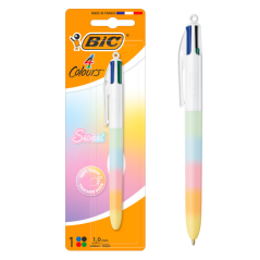 Stylo bille rétractable Bic Rainbow Sweet 4 Couleurs - Pointe moyenne 1,0 mm - Encre à base d'huile - Corps multicolore - 4 coul