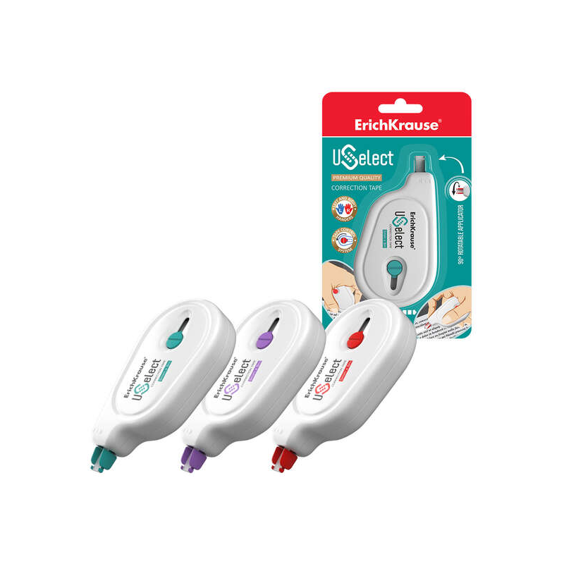 LOT de 24 Ruban correcteur Erichkrause Uselect - Convient pour une utilisation ambidextre - Applicateur rotatif - Contrôle du ru