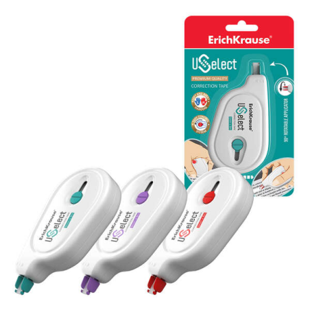 LOT de 24 Ruban correcteur Erichkrause Uselect - Convient pour une utilisation ambidextre - Applicateur rotatif - Contrôle du ru
