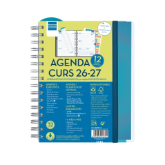Agenda scolaire Finocam Magistral 26/27 en catalan - Vue hebdomadaire horizontale - Format A4 - 155 x 212 mm - Couverture en pol