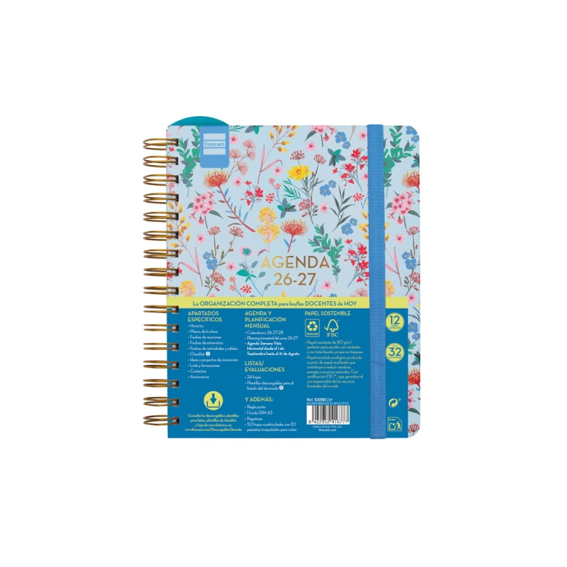 Agenda scolaire Finocam Magistral Design 26/27 - Vue hebdomadaire horizontale - 4e format - 155 x 212 mm - Couverture cartonnée