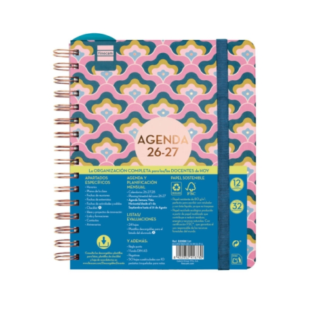 Agenda scolaire Finocam Magistral Design 26/27 - Vue hebdomadaire horizontale - 4e format - 155 x 212 mm - Couverture cartonnée