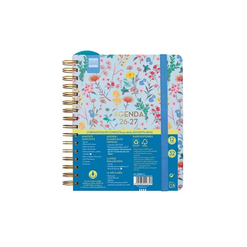 Agenda Finocam Magistral Design School 26/27 en catalan - Vue hebdomadaire horizontale - 4e format - 155 x 212 mm - Couverture c