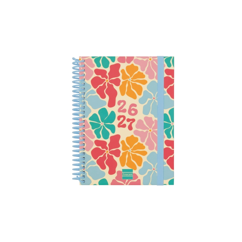 Agenda scolaire Finocam Diva 26/27 - Vue hebdomadaire horizontale - Format 8º - 120 x 164 mm - Couverture cartonnée lignée - Pap