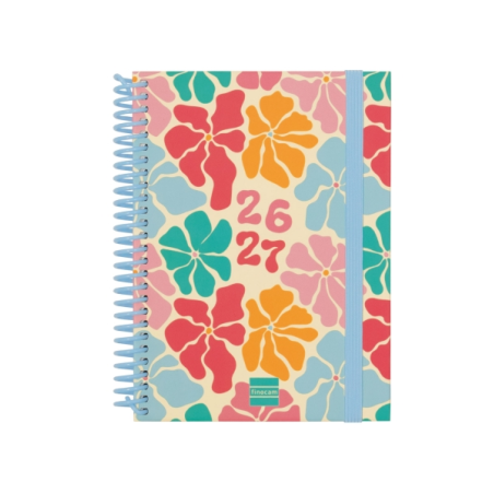 Agenda scolaire Finocam Diva 26/27 - Vue hebdomadaire horizontale - Format 8º - 120 x 164 mm - Couverture cartonnée lignée - Pap