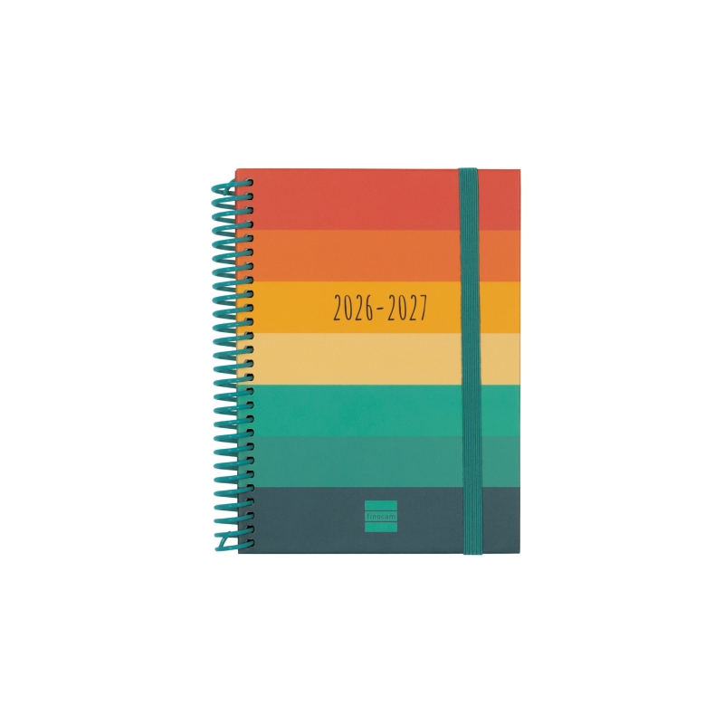 Agenda scolaire Finocam Diva 26/27 - Vue hebdomadaire horizontale - Format 8º - 120 x 164 mm - Couverture cartonnée lignée - Pap
