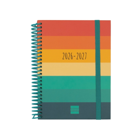 Agenda scolaire Finocam Diva 26/27 - Vue hebdomadaire horizontale - Format 8º - 120 x 164 mm - Couverture cartonnée lignée - Pap