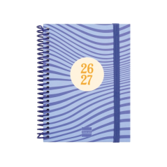 Agenda scolaire Finocam Diva 26/27 - Vue hebdomadaire horizontale - Format 8º - 120 x 164 mm - Couverture cartonnée lignée - Pap