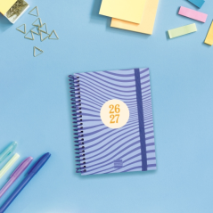 Agenda scolaire Finocam Diva 26/27 - Vue hebdomadaire horizontale - Format 8º - 120 x 164 mm - Couverture cartonnée lignée - Pap