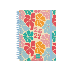 Agenda scolaire Finocam Diva 26/27 en catalan - Vue hebdomadaire horizontale - Format 8º - 120 x 164 mm - Couverture cartonnée l