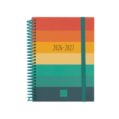 Agenda scolaire Finocam Diva 26/27 en catalan - Vue hebdomadaire horizontale - Format 8º - 120 x 164 mm - Couverture cartonnée l